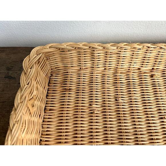 Vintage Wicker Rectangular Serving Tray with Handles | Cottagecore - Picture 5 of 8